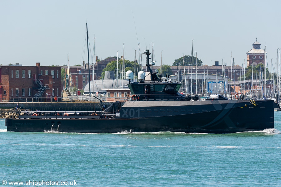 Photograph of the vessel XV Patrick Blackett pictured arriving in Portsmouth Harbour on 7th July 2023