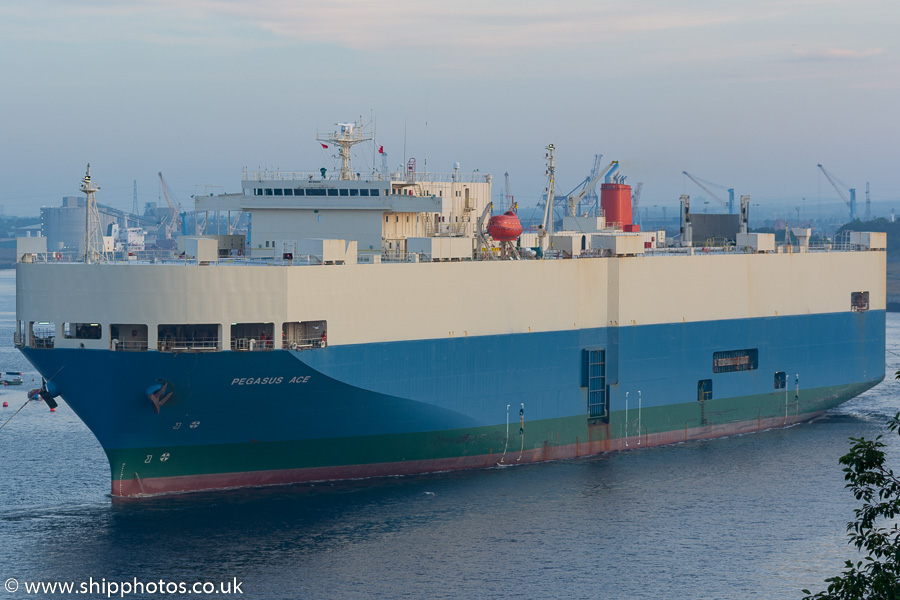Photograph of the vessel  Pegasus Ace pictured passing North Shields on 24th August 2019
