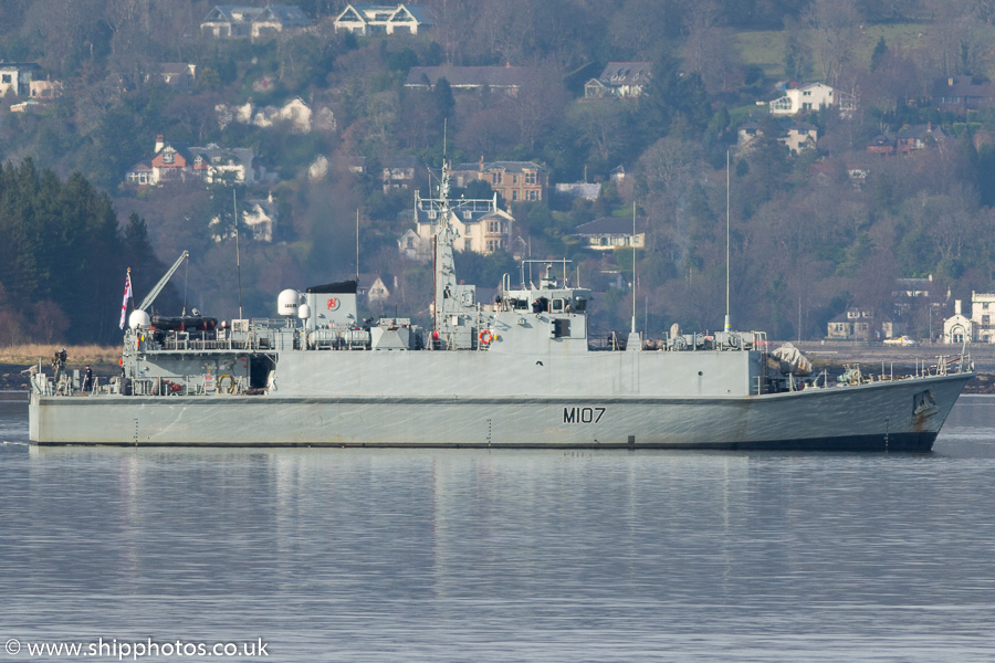 Photograph of the vessel HMS Pembroke pictured passing Greenock on 24th March 2017