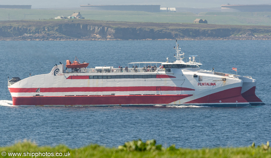 Photograph of the vessel  Pentalina pictured approaching St. Margarets Hope on 16th May 2024
