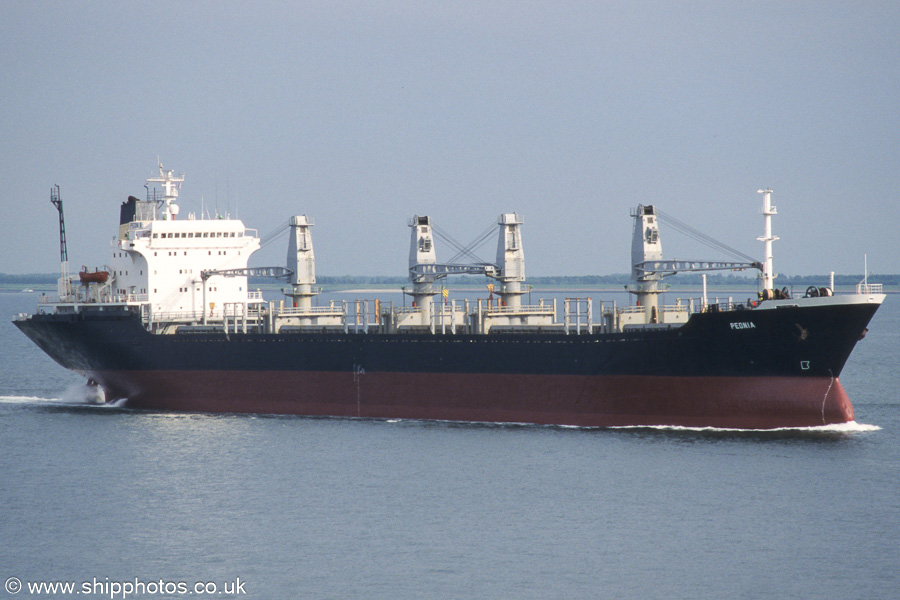 Photograph of the vessel  Peonia pictured on the Westerschelde passing Vlissingen on 19th June 2002