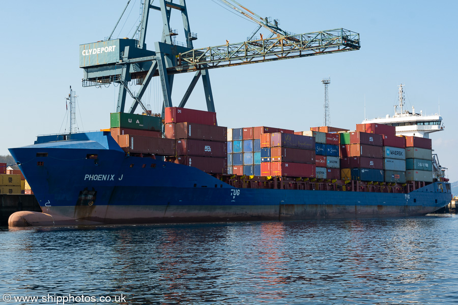 Photograph of the vessel  Phoenix J pictured at Greenock Ocean Terminal on 26th March 2022