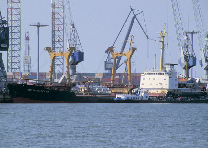 Photograph of the vessel  Pioner Karelii pictured on the Nieuwe Maas at Rotterdam on 14th April 1996