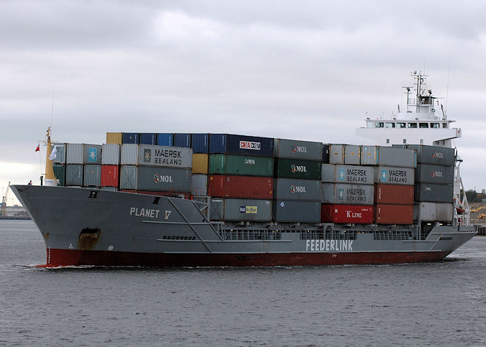 Photograph of the vessel  Planet V pictured departing the River Tyne on 25th September 2009