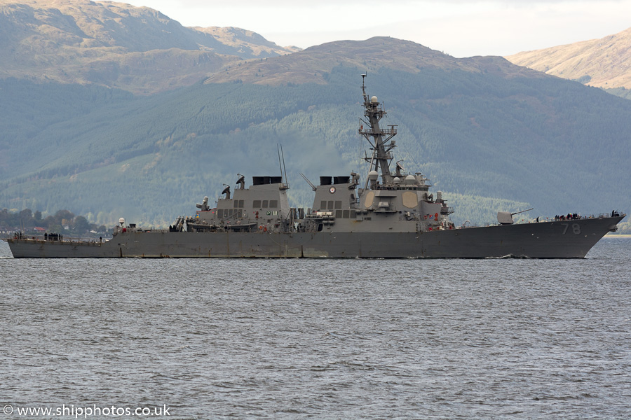 Photograph of the vessel USS Porter pictured passing Gourock on 7th October 2016