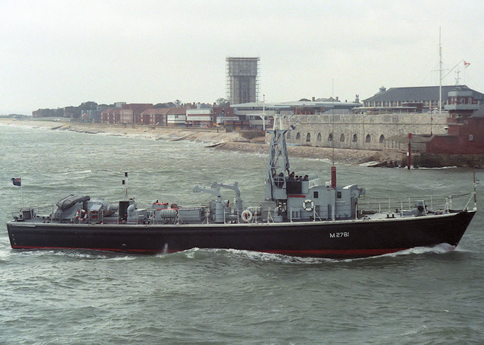 Photograph of the vessel XSV Portisham pictured entering Portsmouth Harbour on 24th September 1988