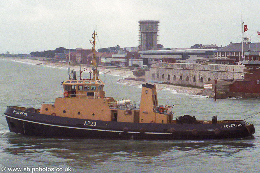 RMAS Powerful pictured in Portsmouth Harbour on 17th September 1989