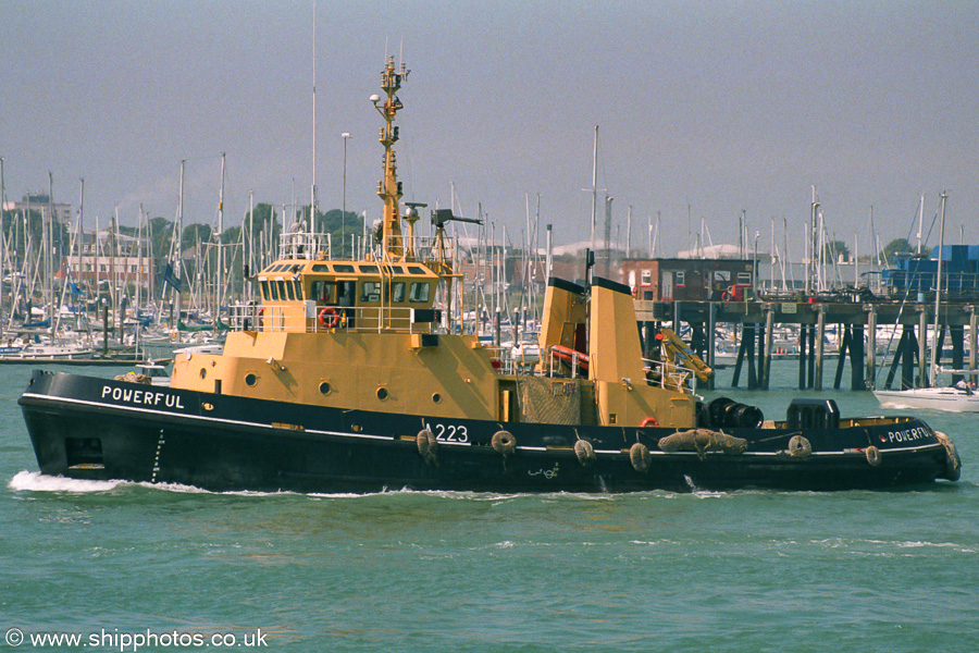 Photograph of the vessel RMAS Powerful pictured in Portsmouth Harbour on 24th August 2001