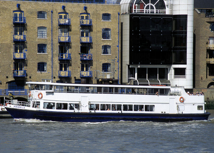 Photograph of the vessel  Pridela pictured in the Pool of London on 19th July 1997