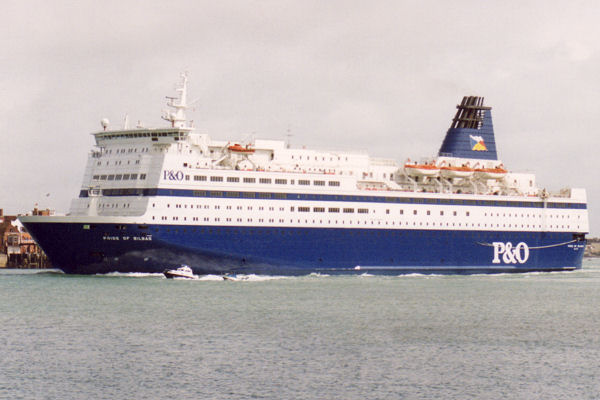 Photograph of the vessel  Pride of Bilbao pictured arriving in Portsmouth on 18th April 1993