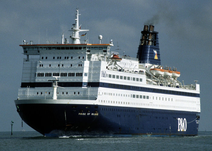 Photograph of the vessel  Pride of Bilbao pictured arriving in Portsmouth Harbour on 30th August 1997