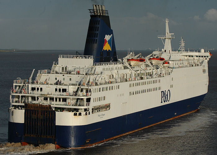 Photograph of the vessel  Pride of Bruges pictured departing King George Dock, Hull on 18th June 2010