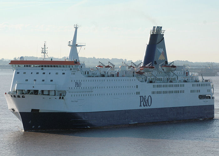 Photograph of the vessel  Pride of Bruges pictured arriving at King George Dock, Hull on 22nd June 2010