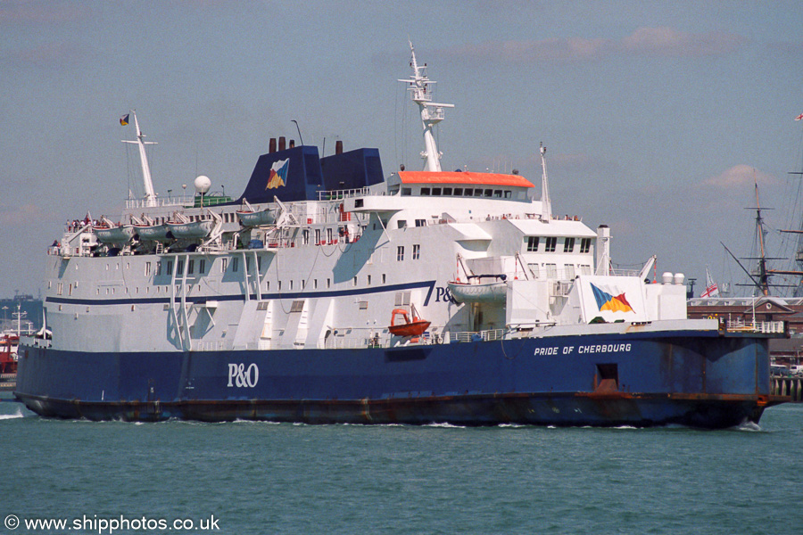 Photograph of the vessel  Pride of Cherbourg pictured departing Portsmouth Harbour on 28th August 2001