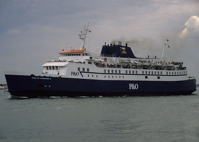 Photograph of the vessel  Pride of Cherbourg II pictured departing Portsmouth on 29th May 1994
