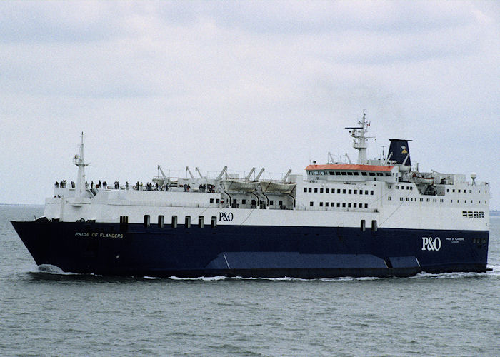 Photograph of the vessel  Pride of Flanders pictured departing Felixstowe on 26th August 1995