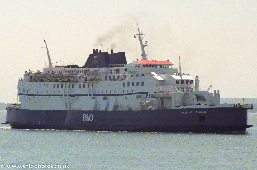  Pride of Le Havre pictured approaching Portsmouth Harbour on 28th May 1989