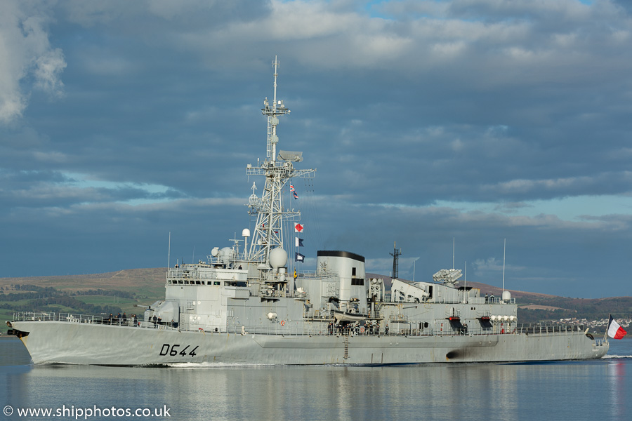 Photograph of the vessel FS Primauguet pictured passing Greenock on 9th October 2016