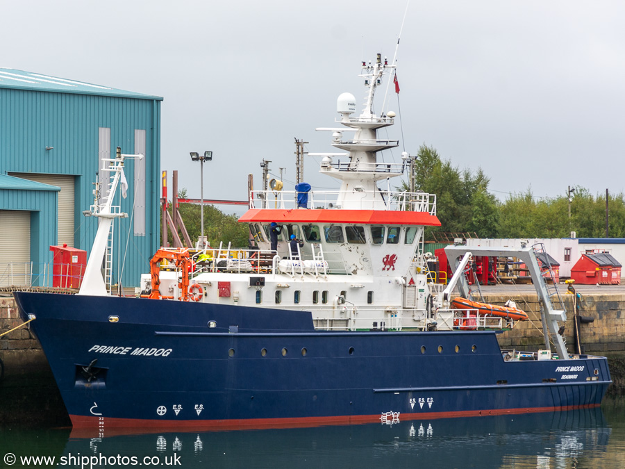 Photograph of the vessel rv Prince Madog pictured in James Watt Dock, Greenock on 25th September 2021