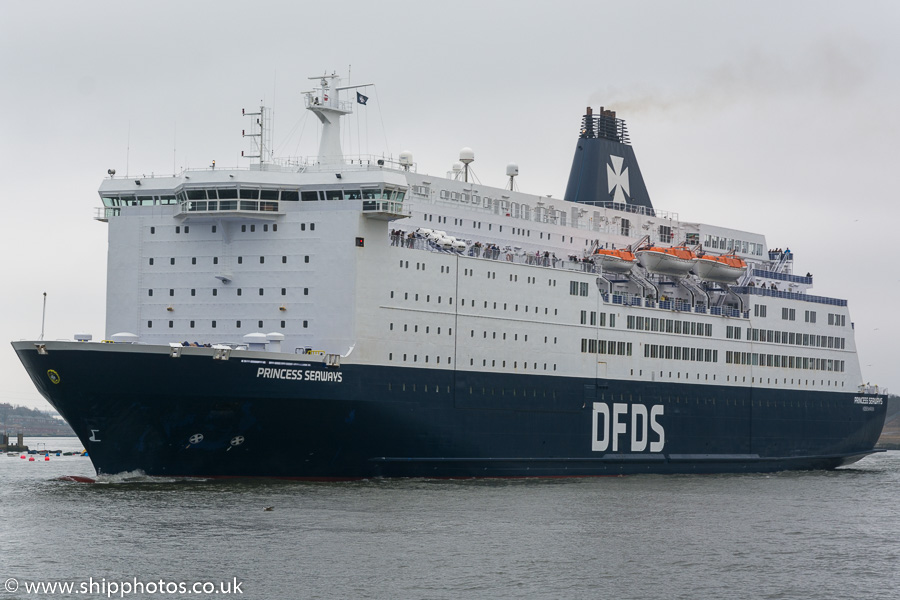 Photograph of the vessel  Princess Seaways pictured passing North Shields on 30th March 2018