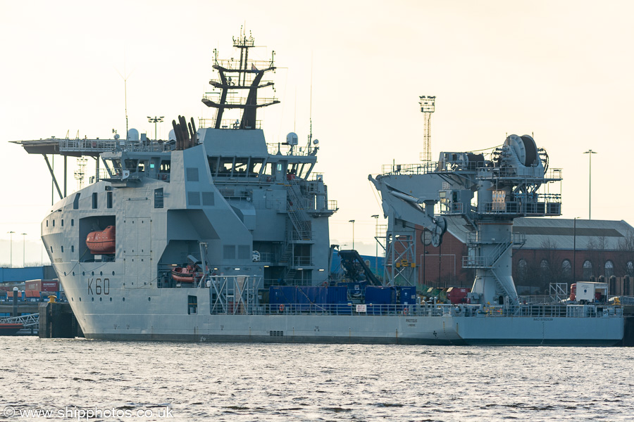 Photograph of the vessel RFA Proteus pictured at Northumbrian Quay, North Shields on 1st February 2025