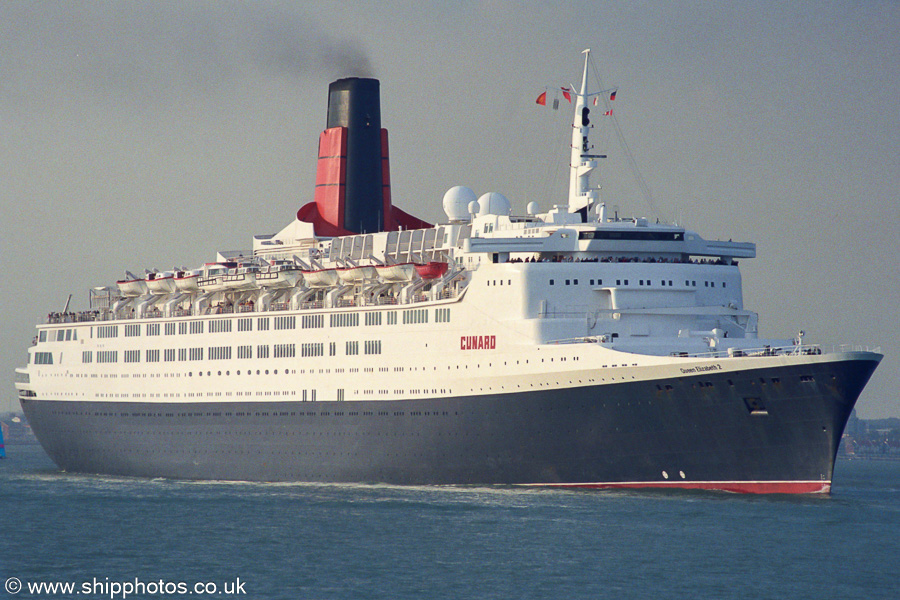 Photograph of the vessel  Queen Elizabeth 2 pictured departing Southampton on 22nd September 2001