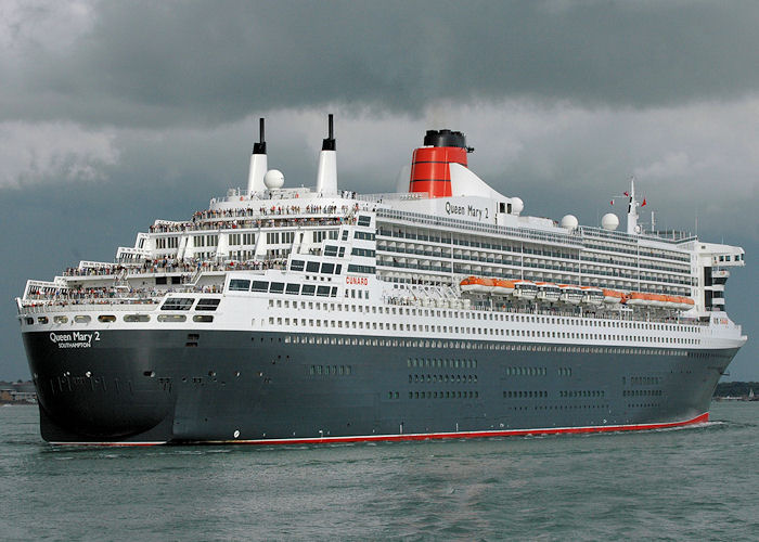 Photograph of the vessel  Queen Mary 2 pictured departing Southampton on 14th August 2010