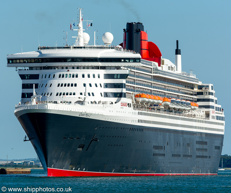 Photograph of the vessel  Queen Mary 2 pictured departing Southampton on 14th July 2024