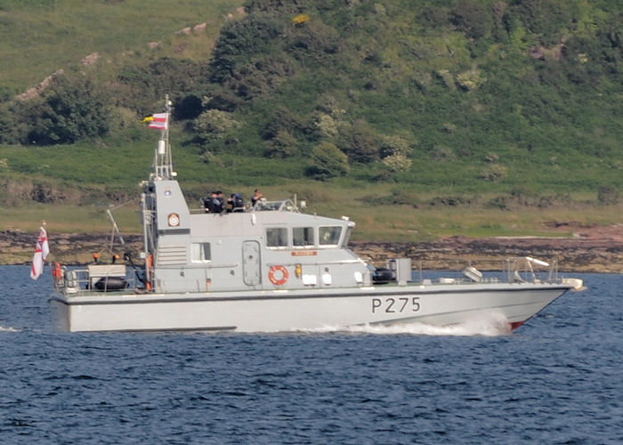 Photograph of the vessel HMS Raider pictured on the River Clyde on 7th July 2013