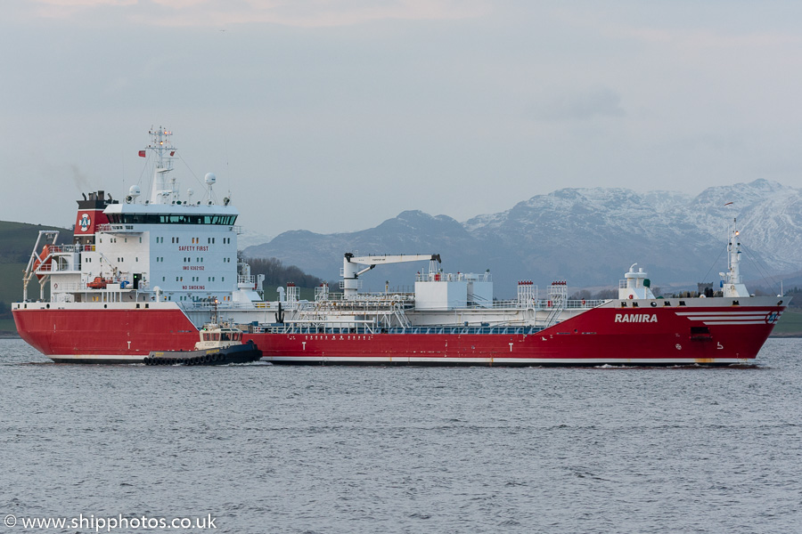 Photograph of the vessel  Ramira pictured passing Greenock on 23rd March 2017
