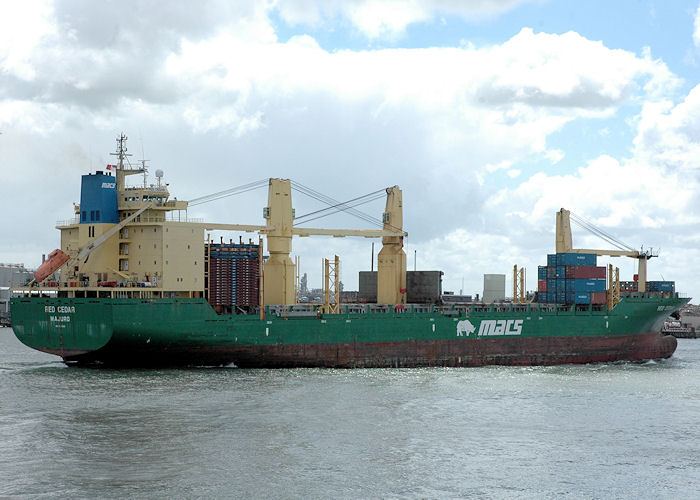 Photograph of the vessel  Red Cedar pictured passing Vlaardingen on 19th June 2010