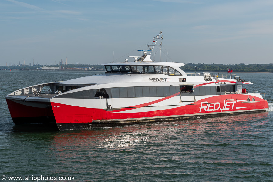 Photograph of the vessel  Red Jet 6 pictured arriving at Town Quay, Southampton on 25th April 2025
