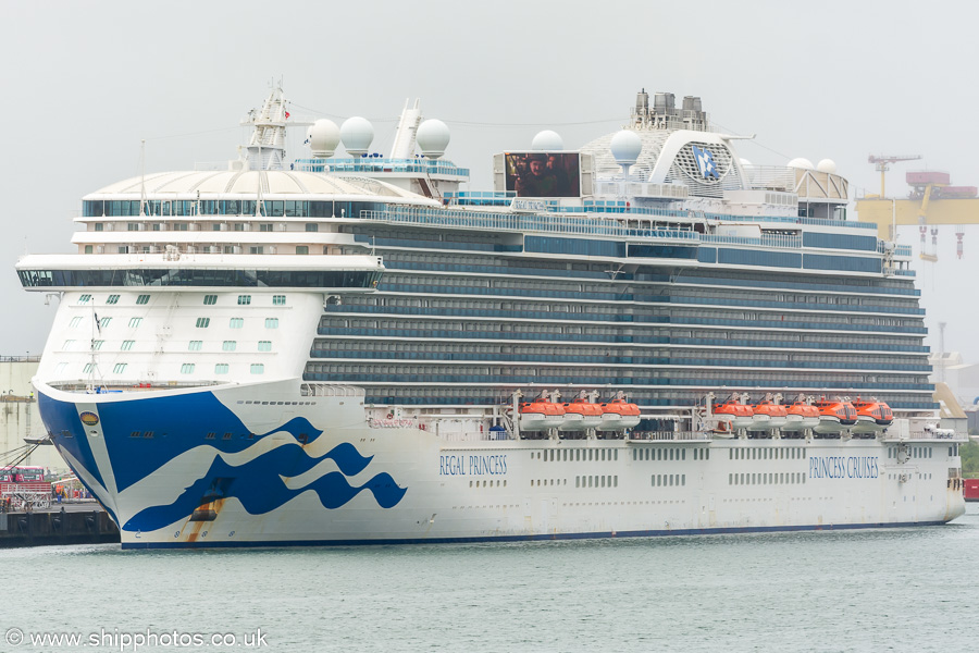 Photograph of the vessel  Regal Princess pictured at Belfast on 30th June 2023