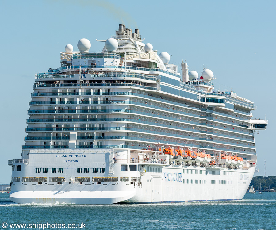 Photograph of the vessel  Regal Princess pictured departing Southampton on 14th July 2024