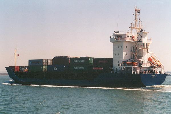 Regina J pictured departing Thamesport on 12th May 2001