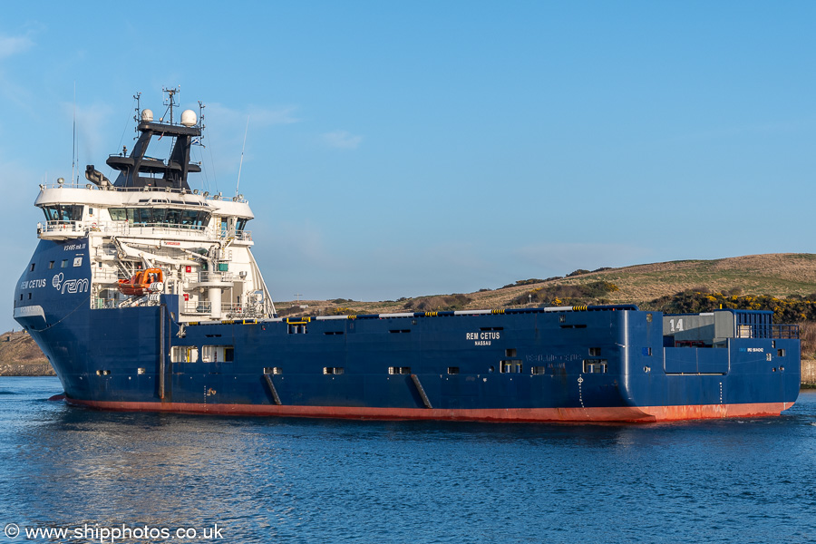 Photograph of the vessel  Rem Cetus pictured departing Aberdeen on 19th March 2025