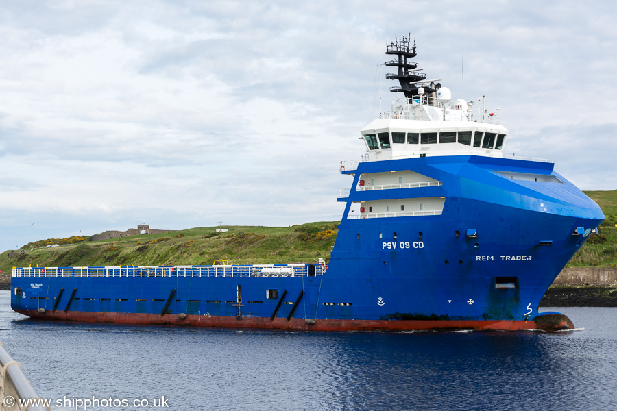 Photograph of the vessel  Rem Trader pictured departing Aberdeen on 29th May 2019