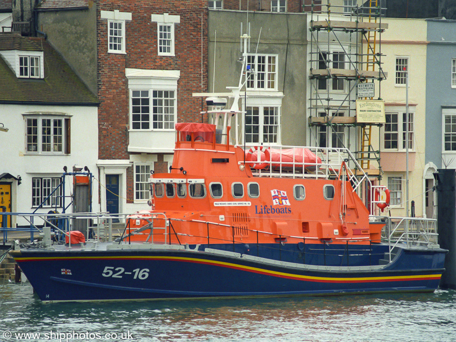 Photograph of the vessel RNLB Richard Evans (Civil Service No. 39) pictured at Weymouth on 7th July 2002