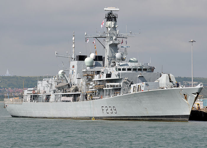 Photograph of the vessel HMS Richmond pictured in Portsmouth Naval Base on 10th June 2013