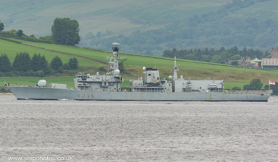 Photograph of the vessel HMS Richmond pictured passing Greenock on 24th June 2024