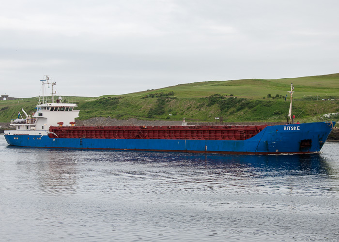 Photograph of the vessel  Ritske pictured departing Aberdeen on 13th June 2014