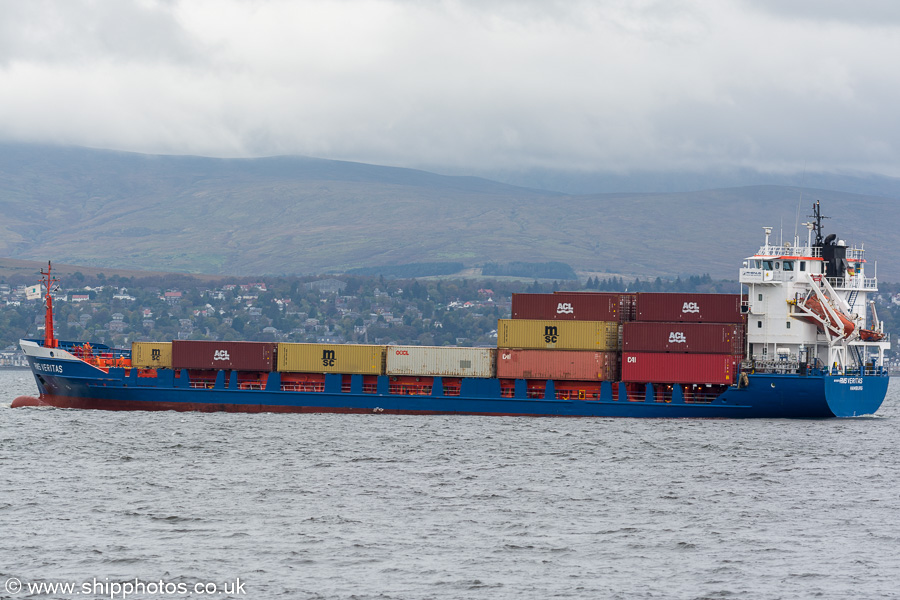 Photograph of the vessel  RMS Veritas pictured departing Greenock Ocean Terminal on 5th October 2019