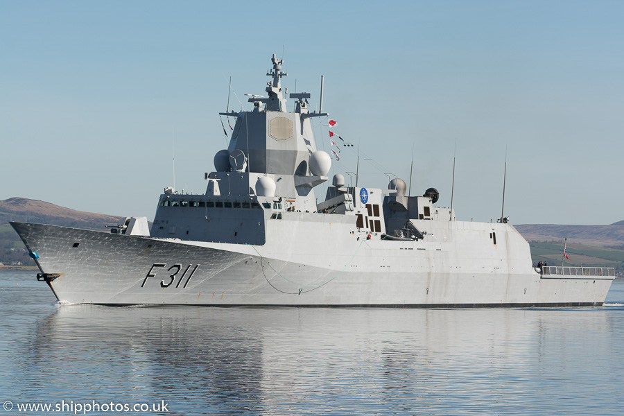 Photograph of the vessel KNM Roald Amundsen pictured passing Greenock on 26th March 2017