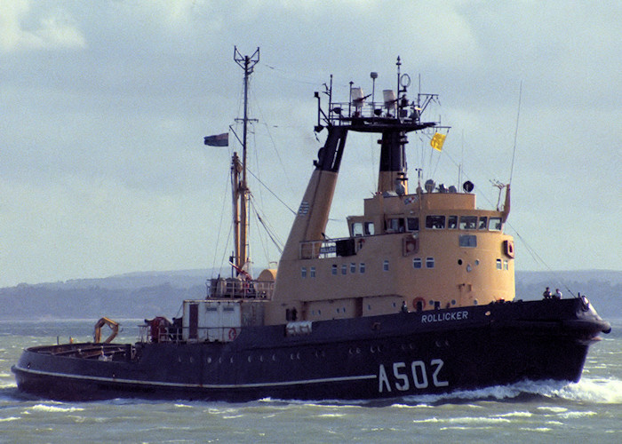 Photograph of the vessel RMAS Rollicker pictured entering Portsmouth Harbour on 29th August 1988