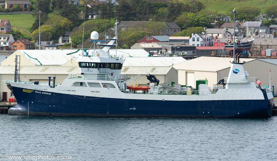 Photograph of the vessel  Ronja Superior pictured at Scalloway on 20th May 2022