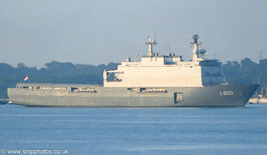 Photograph of the vessel HrMS Rotterdam pictured arriving at Southampton on 2nd September 2002