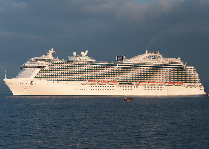 Photograph of the vessel  Royal Princess pictured departing Greenock Ocean Terminal on 17th September 2014