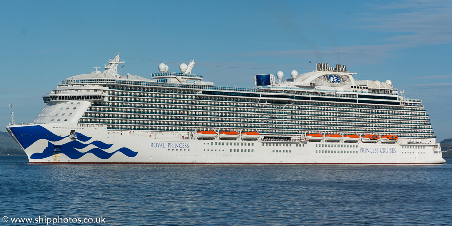 Photograph of the vessel  Royal Princess pictured departing Greenock Ocean Terminal on 7th May 2018