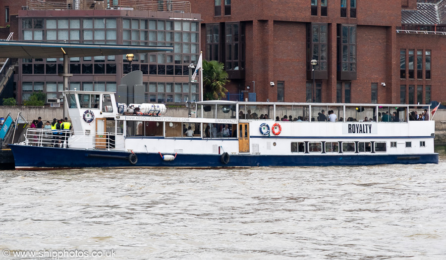 Photograph of the vessel  Royalty pictured at Blackfriars on 20th July 2025