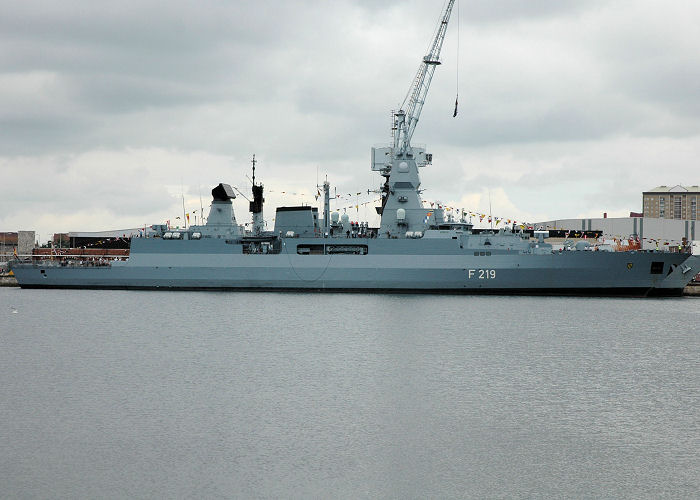 Photograph of the vessel FGS Sachsen pictured at the International Festival of the Sea, Portsmouth Naval Base on 3rd July 2005